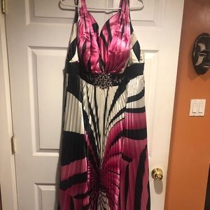Plus Size pink, black and white gown.